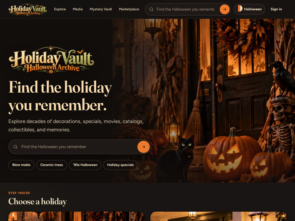 Landing-page snapshot of theholidayvault.com