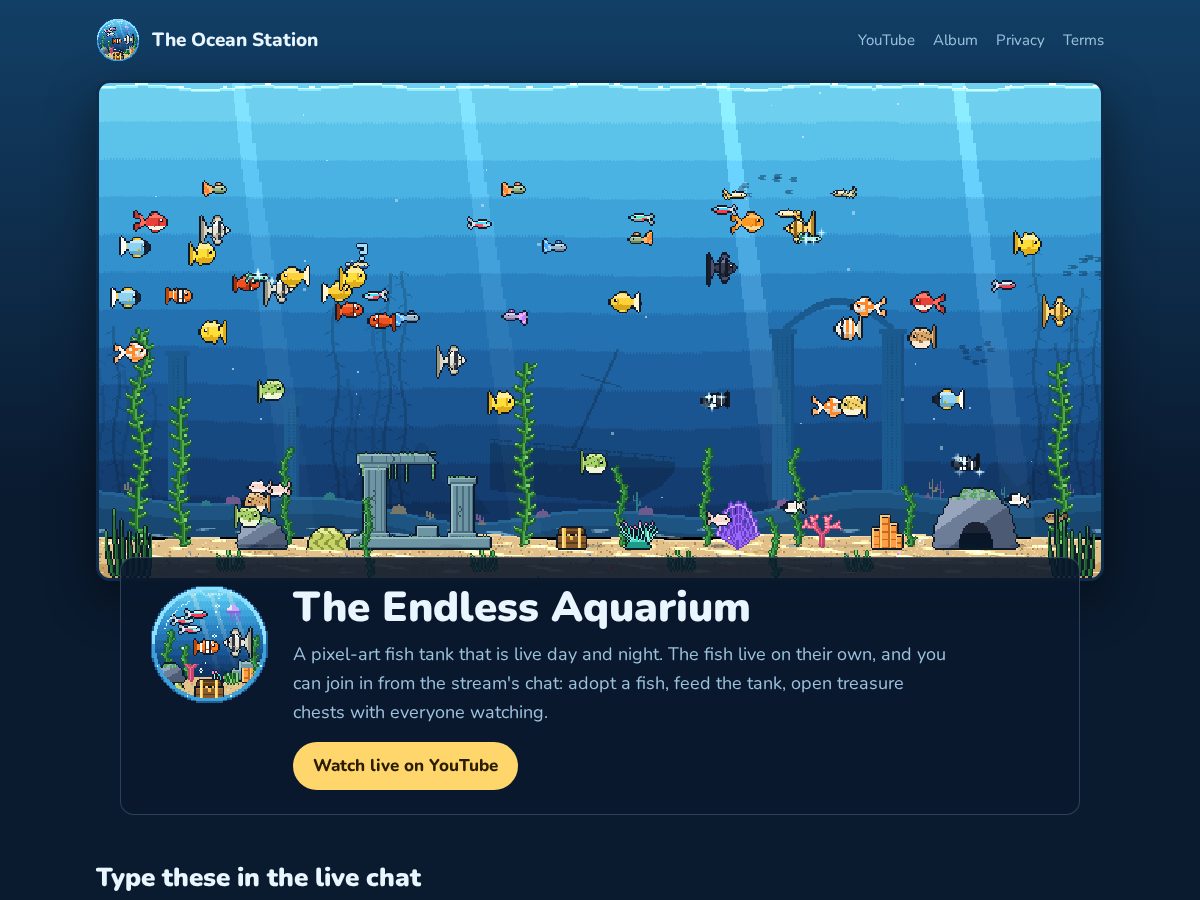 Landing-page snapshot of theoceanstation.com