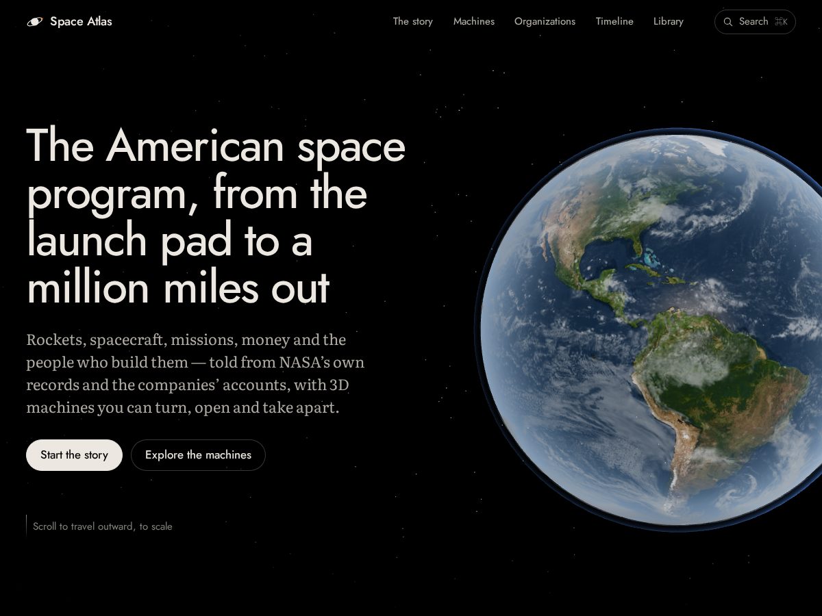 Landing-page snapshot of thespaceatlas.org