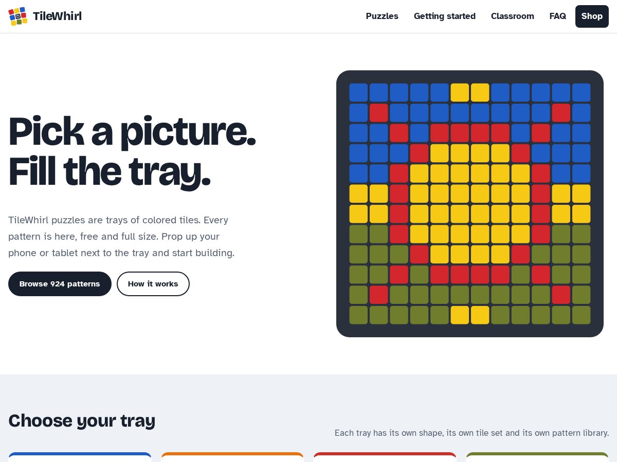 Landing-page snapshot of tilewhirl.com