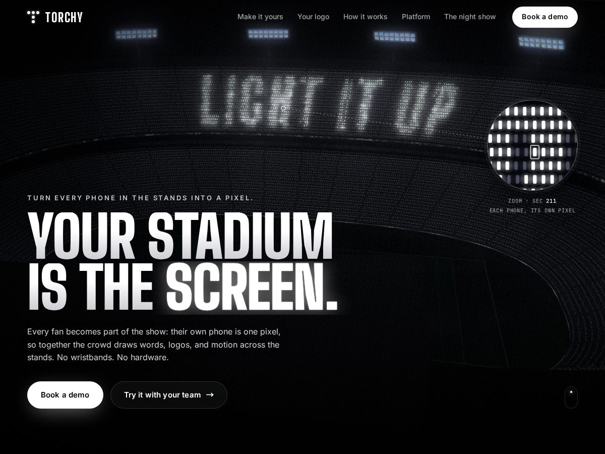 Landing-page snapshot of torchy.show