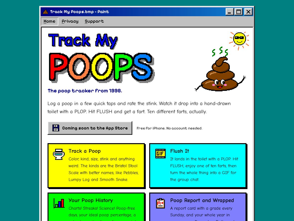 Landing-page snapshot of trackmypoops.app