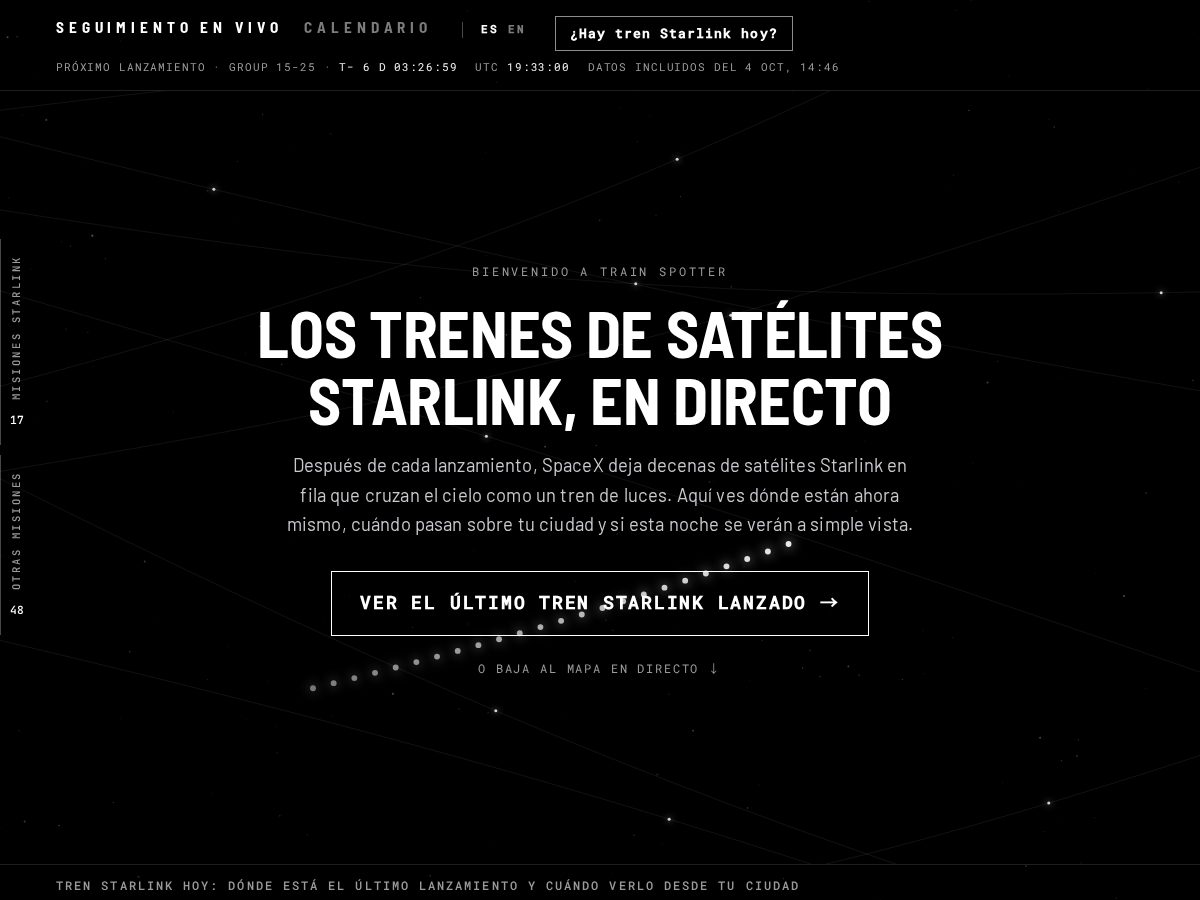 Landing-page snapshot of trainspotter.space