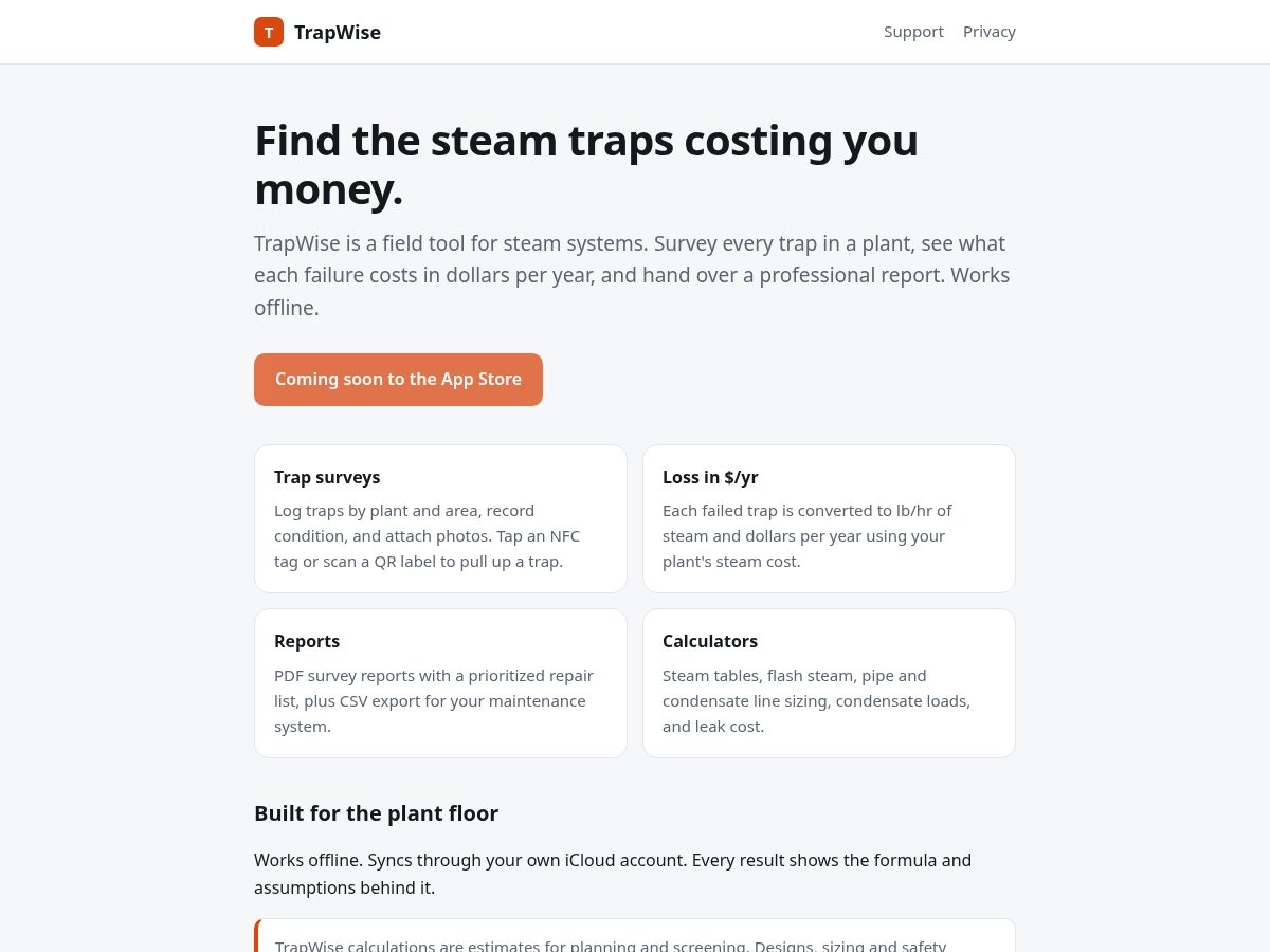 Landing-page snapshot of trapwise.app