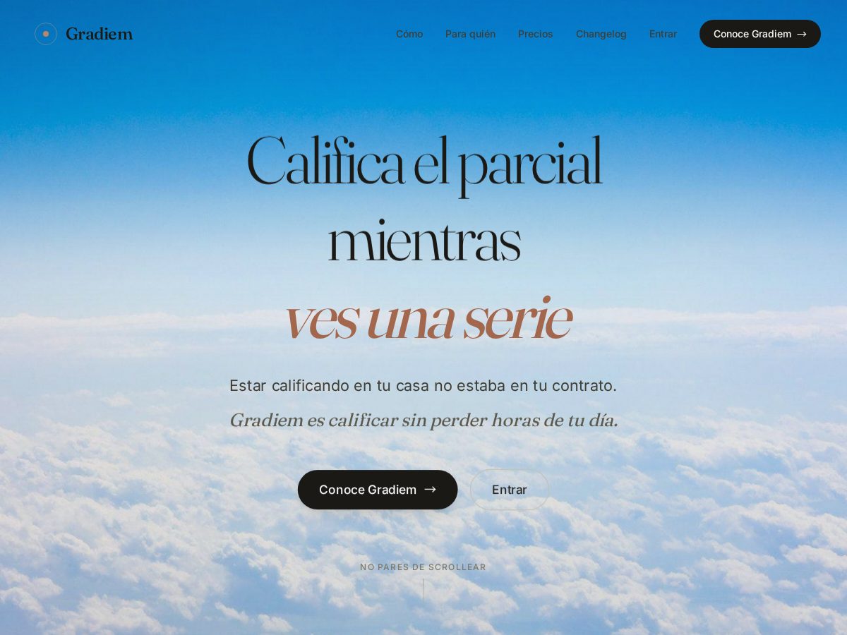 Landing-page snapshot of trygradiem.com