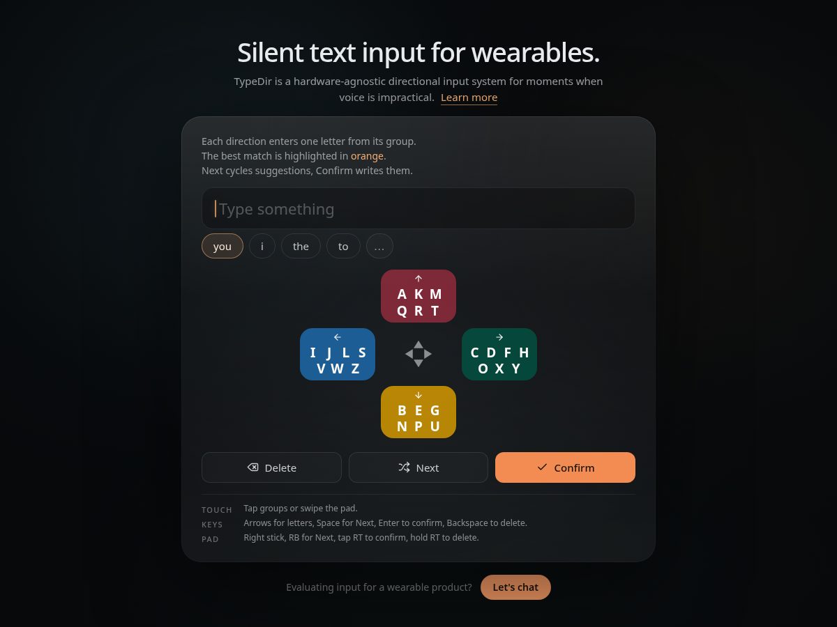 Landing-page snapshot of typedir.com