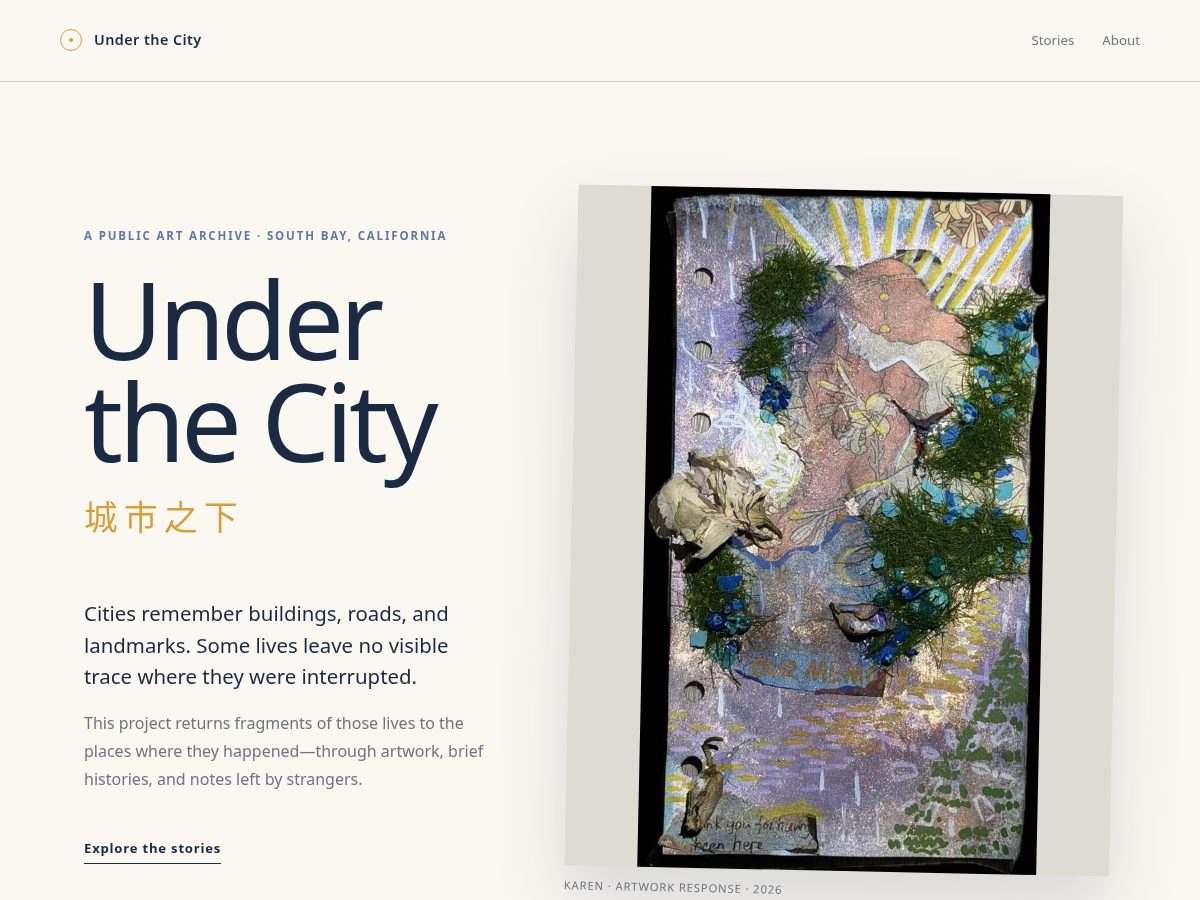 Landing-page snapshot of underthecity.art
