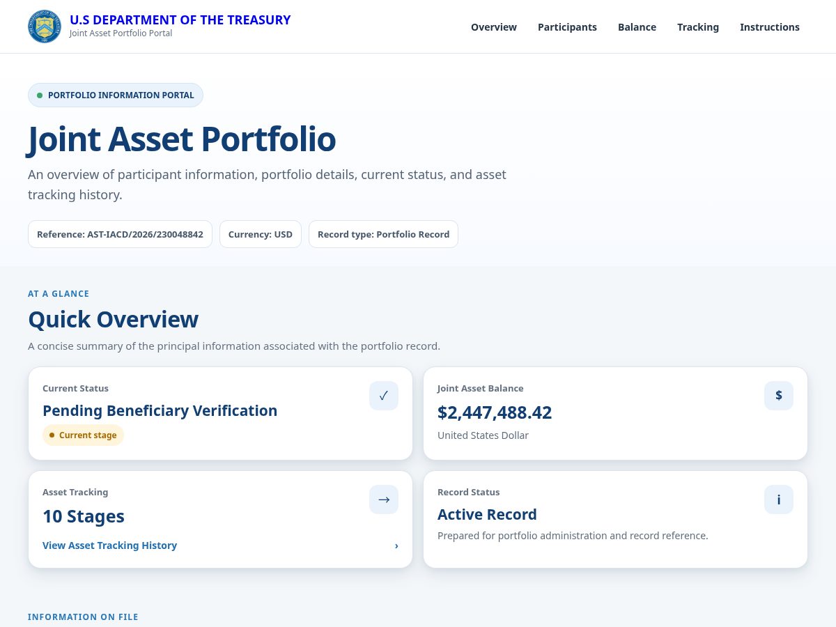 Landing-page snapshot of ustreasurydept.org