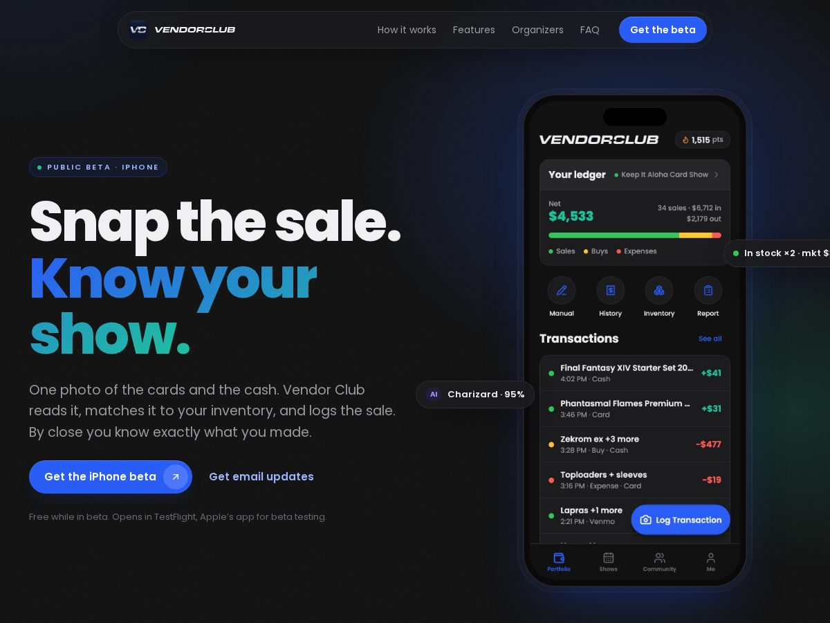 Landing-page snapshot of vendorclub.app