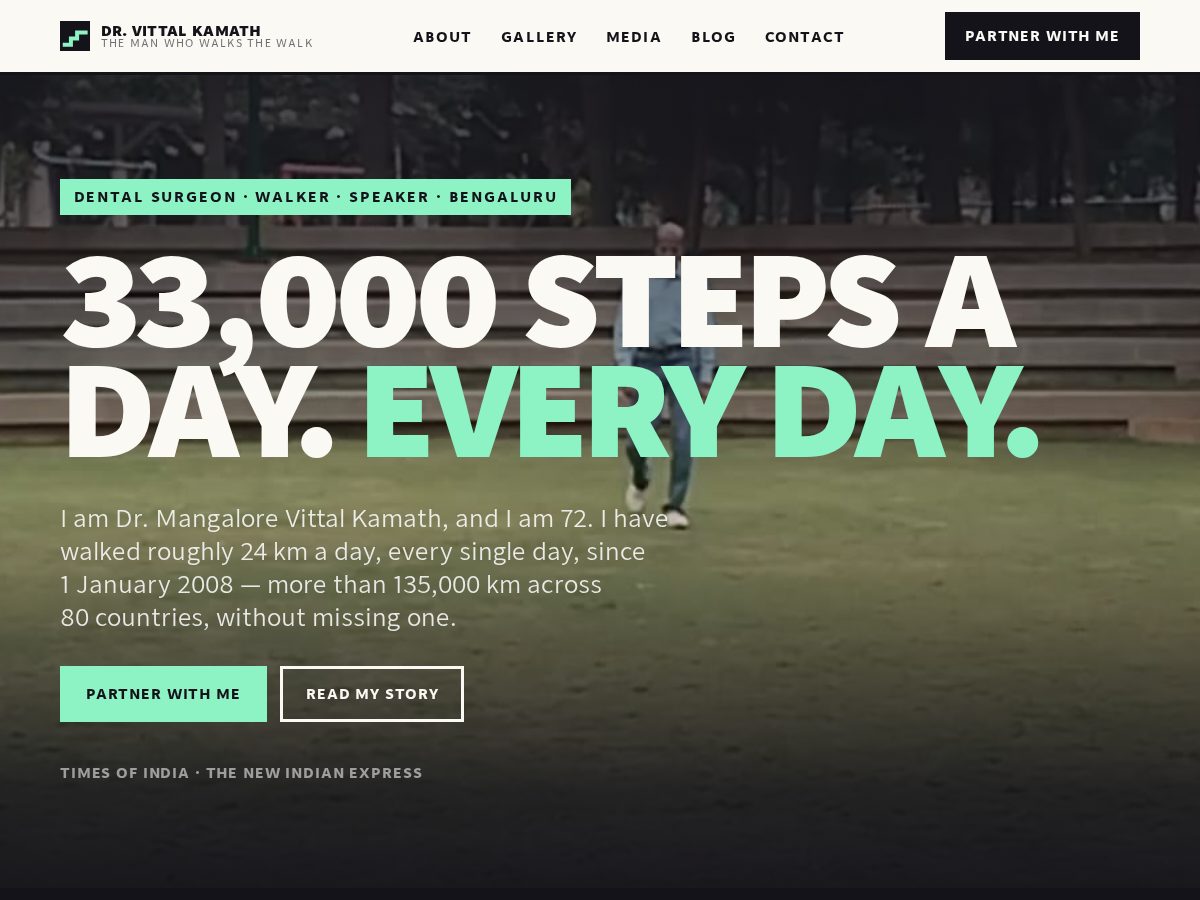 Landing-page snapshot of vittalkamath.com