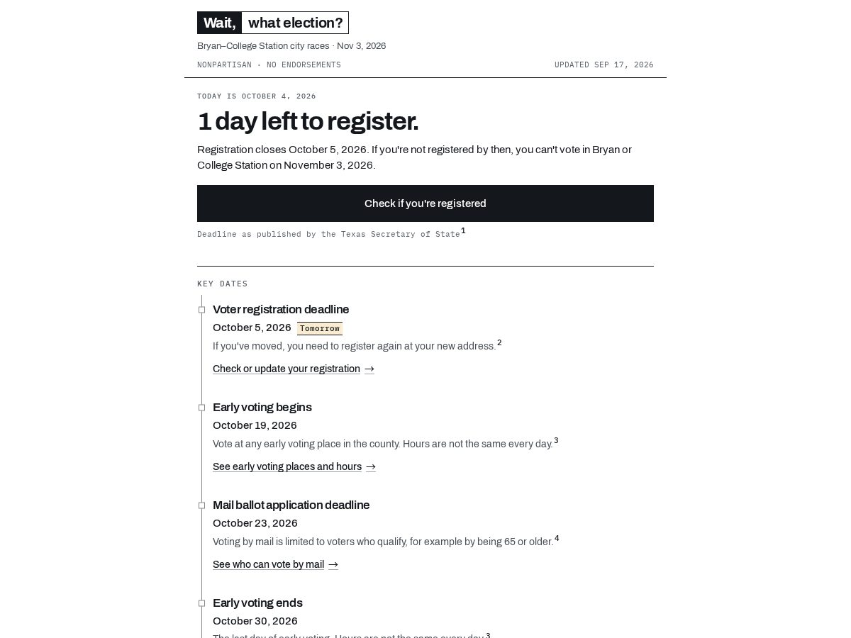 Landing-page snapshot of waitwhatelection.org