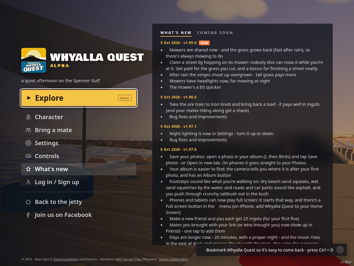 Landing-page snapshot of whyalla.quest