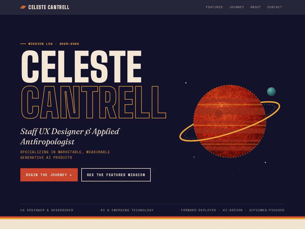 Landing-page snapshot of work-celestecantrell.com