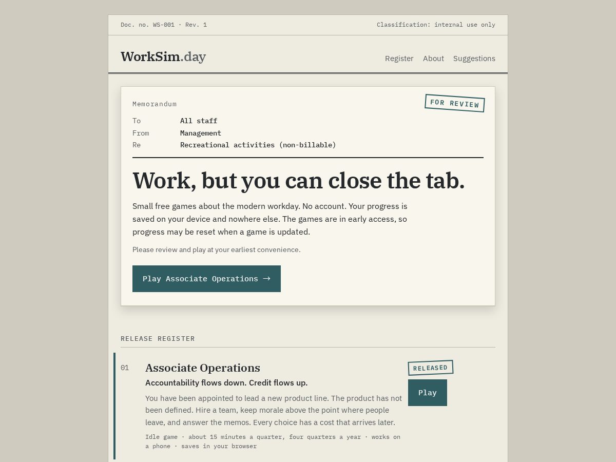 Landing-page snapshot of worksim.day