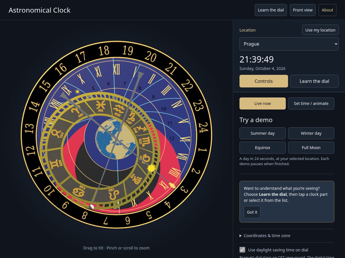 Landing-page snapshot of worldastronomicalclock.com