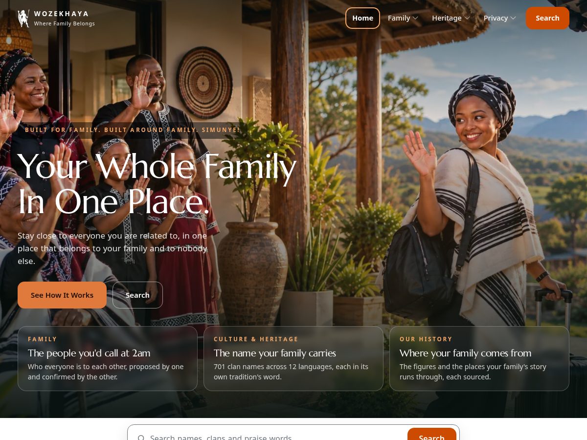 Landing-page snapshot of wozekhaya.com