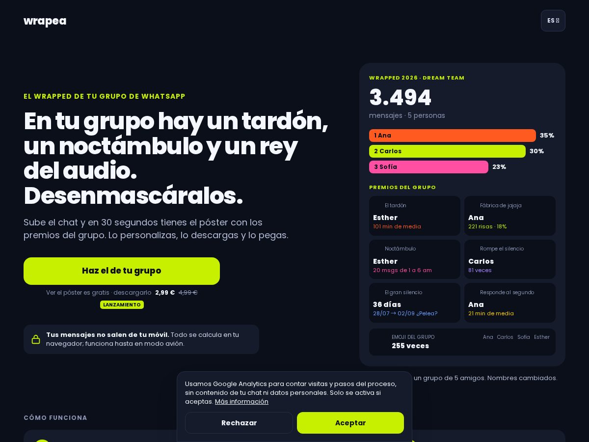Landing-page snapshot of wrapea.com