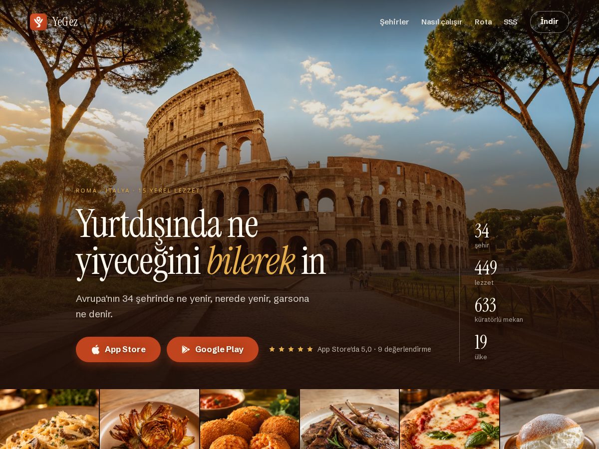 Landing-page snapshot of yegez.app