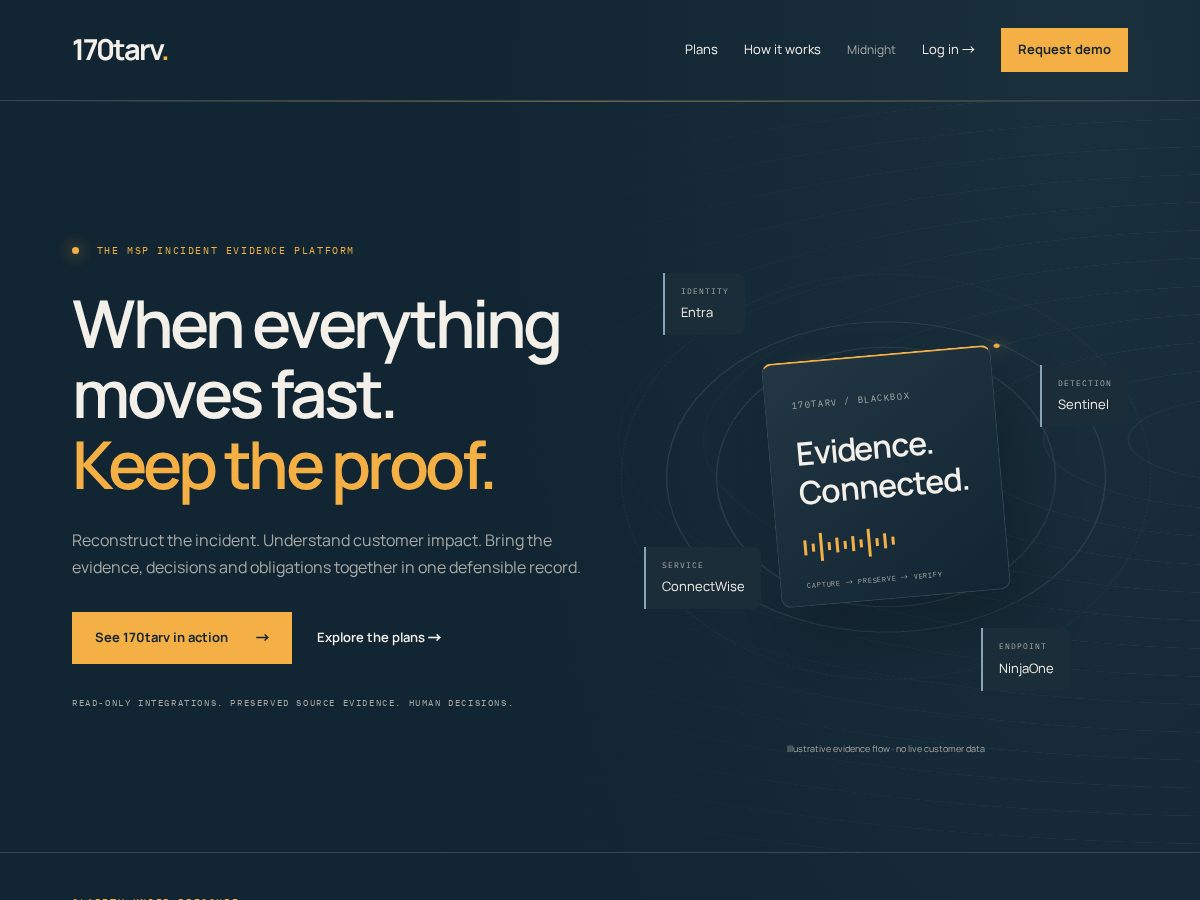 Landing-page snapshot of 170tarv.com