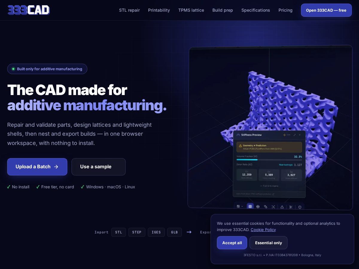 Landing-page snapshot of 333cad.com