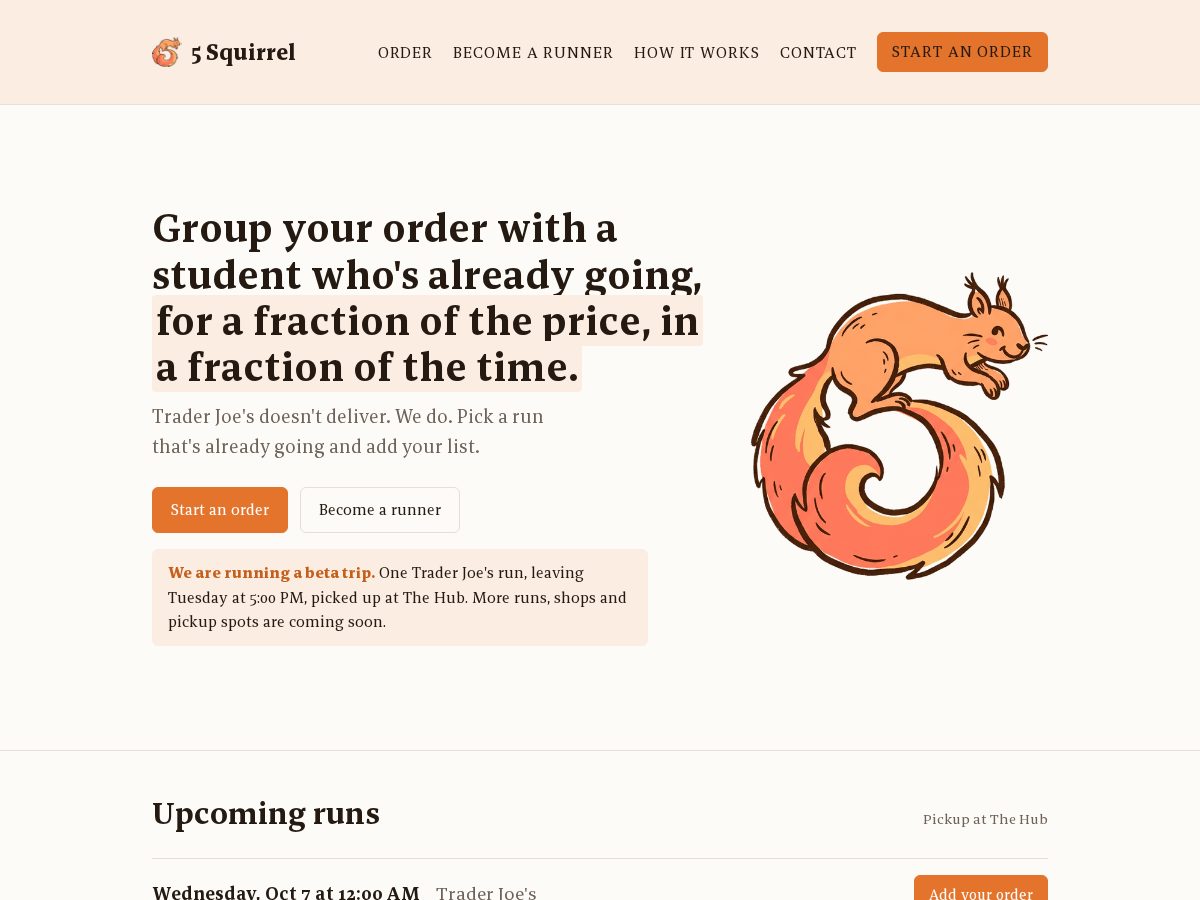 Landing-page snapshot of 5squirrel.com