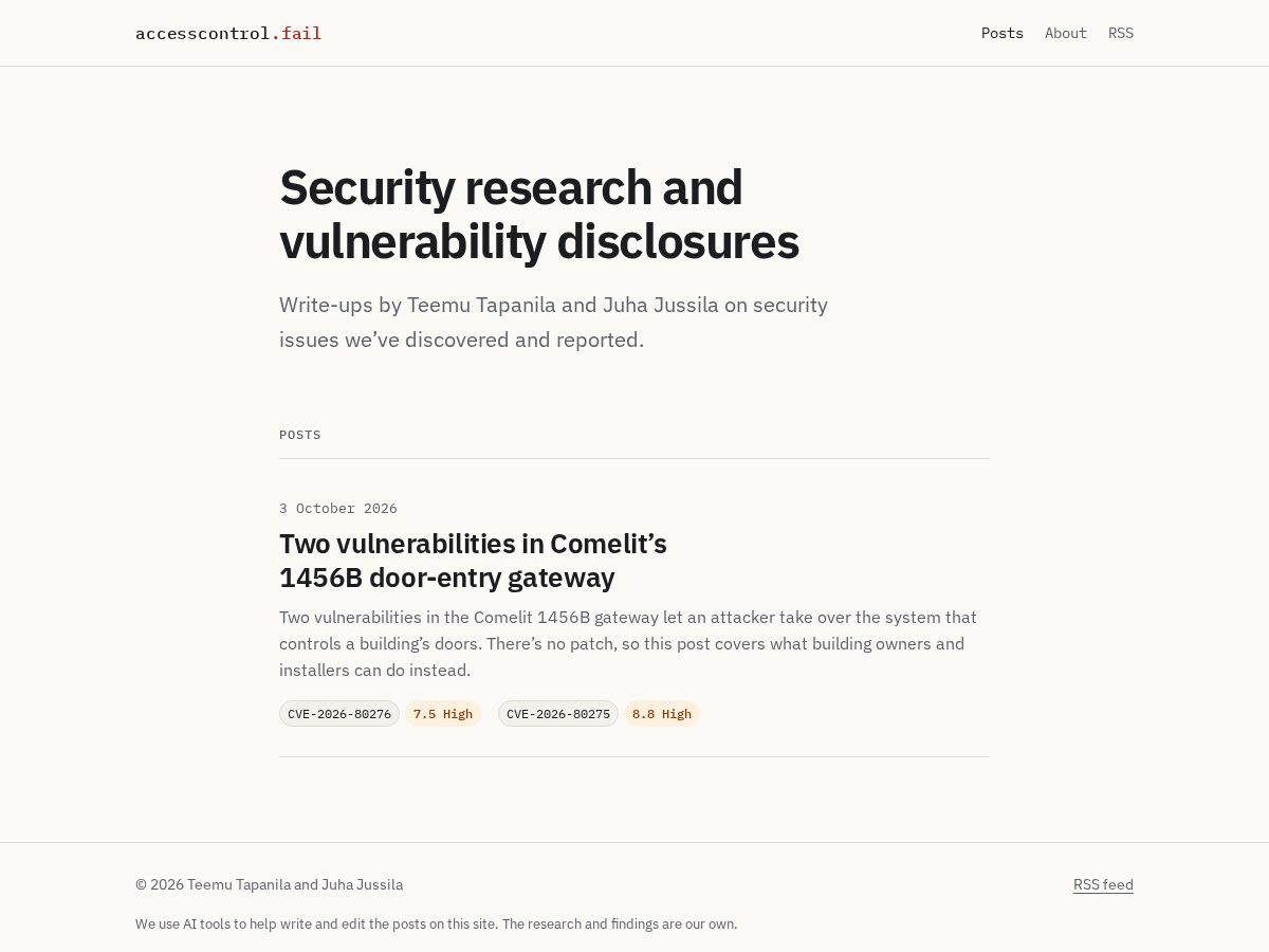 Landing-page snapshot of accesscontrol.fail