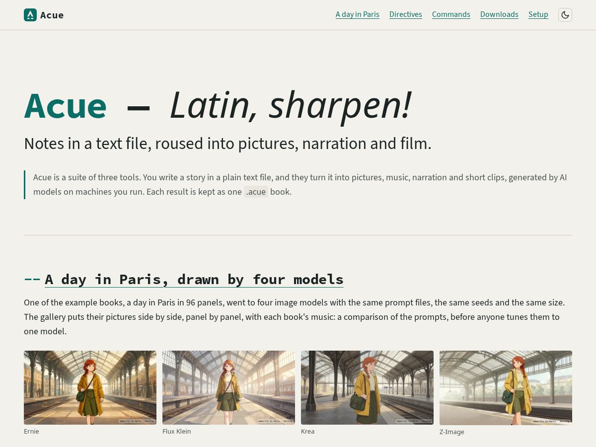 Landing-page snapshot of acue.media