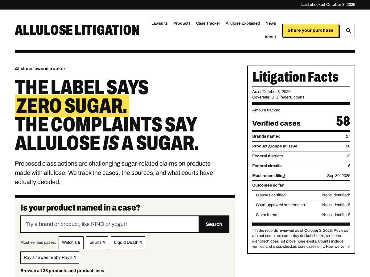 Landing-page snapshot of alluloselawsuit.com