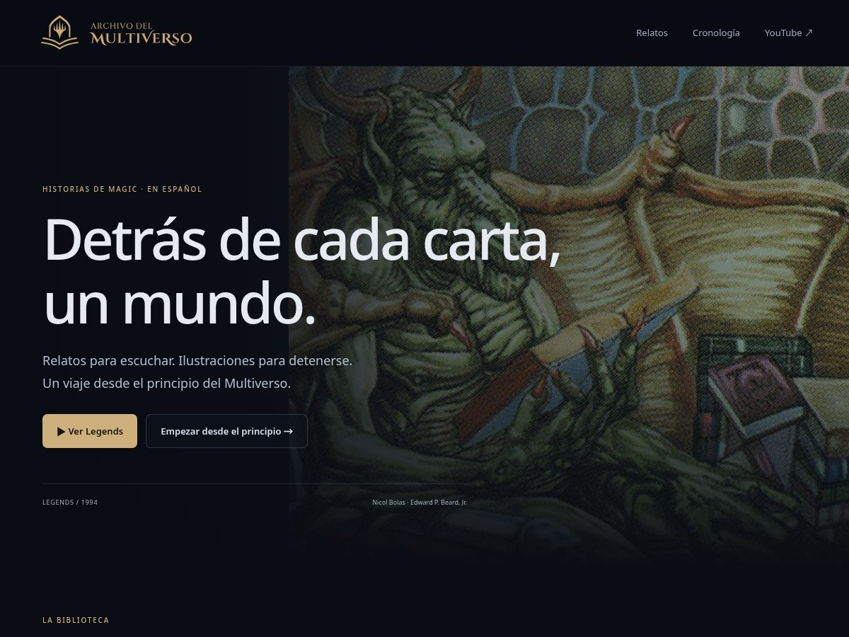 Landing-page snapshot of archivodelmultiverso.com