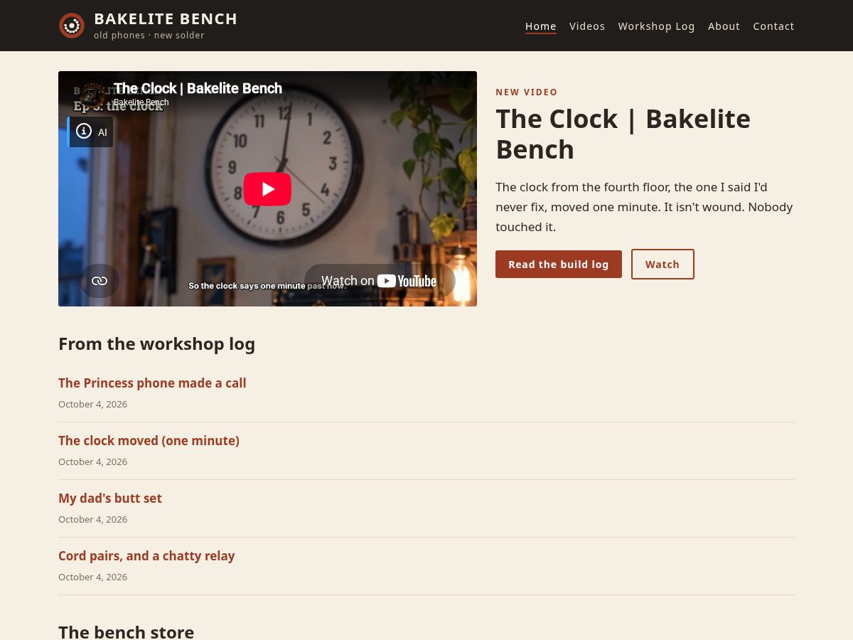 Landing-page snapshot of bakelitebench.com