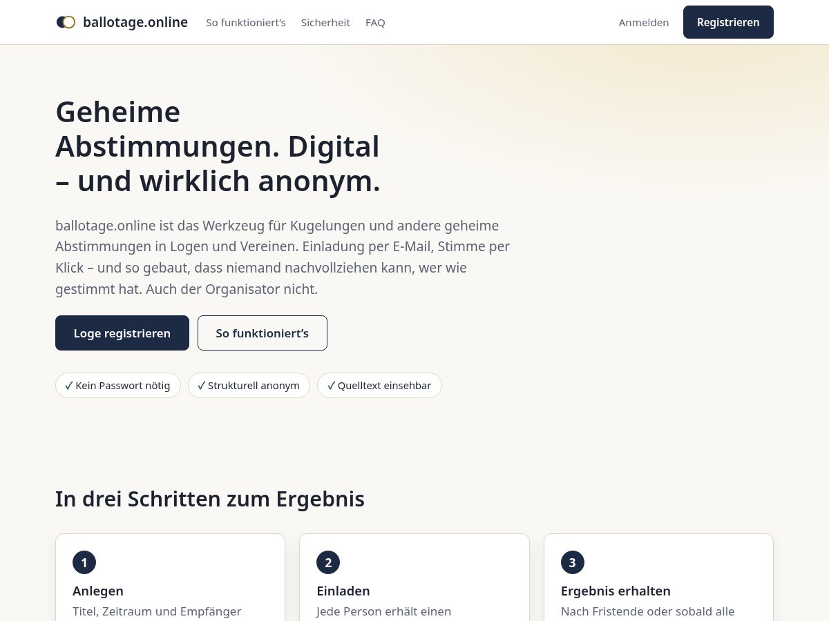 Landing-page snapshot of ballotage.online