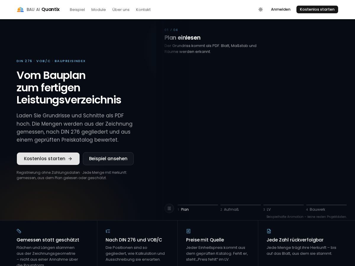 Landing-page snapshot of bauaiquantix.com
