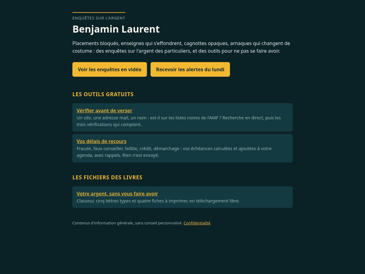 Landing-page snapshot of benjamin-laurent.com