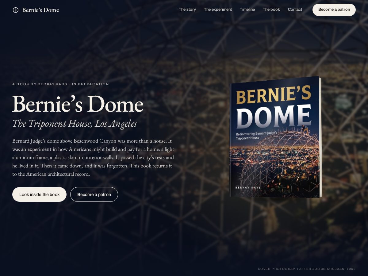 Landing-page snapshot of berniesdome.com