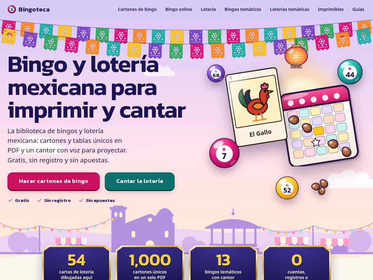 Landing-page snapshot of bingoteca.com