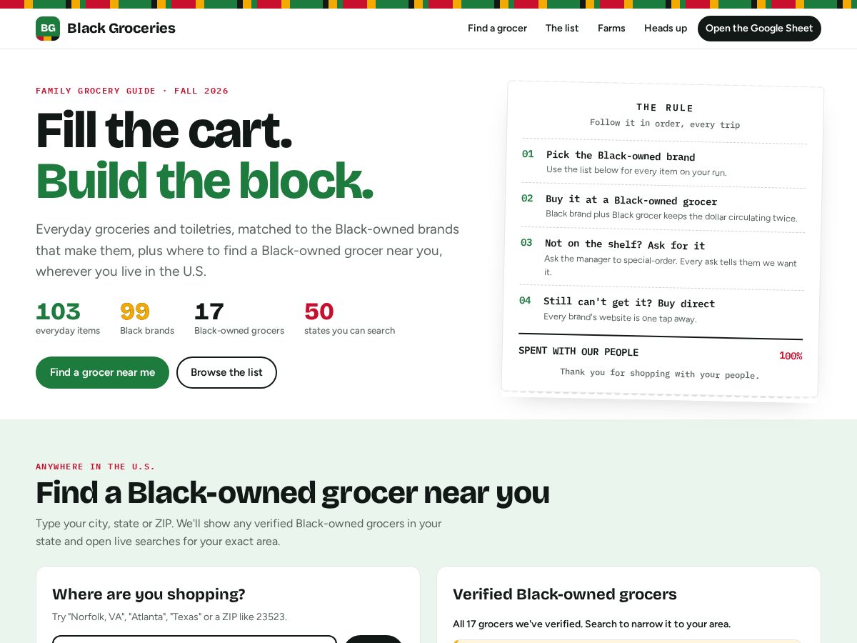 Landing-page snapshot of blackgroceries.com