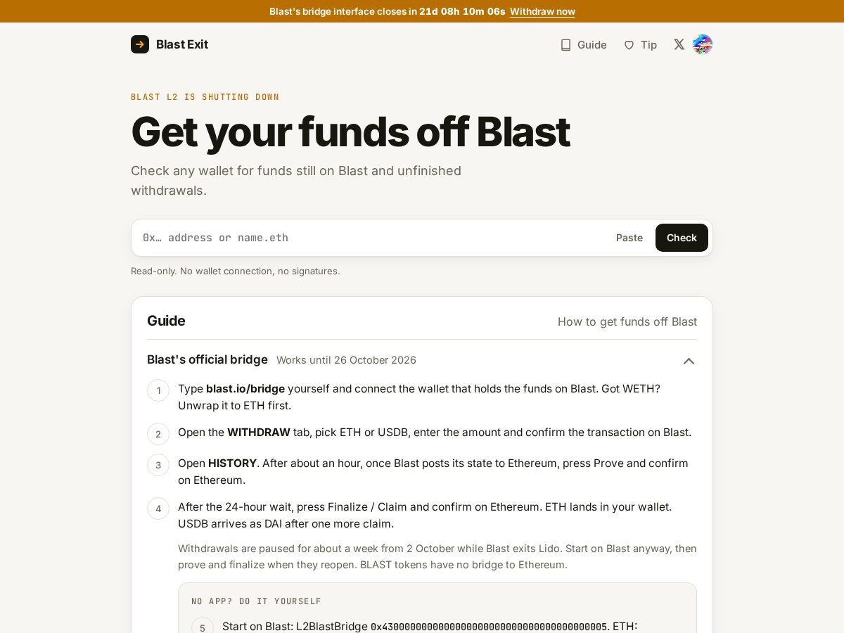 Landing-page snapshot of blastexit.com