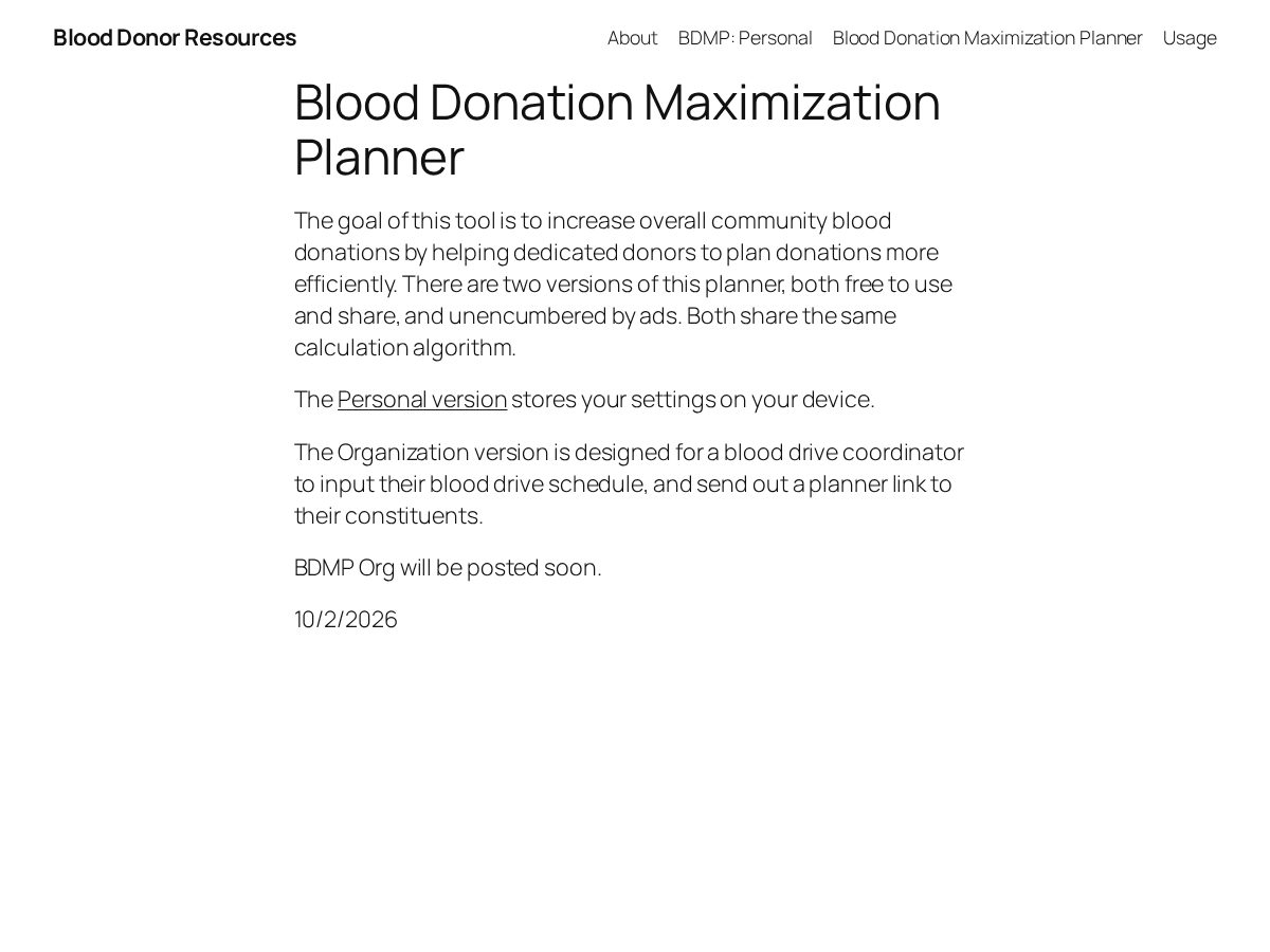 Landing-page snapshot of blood-donor.net