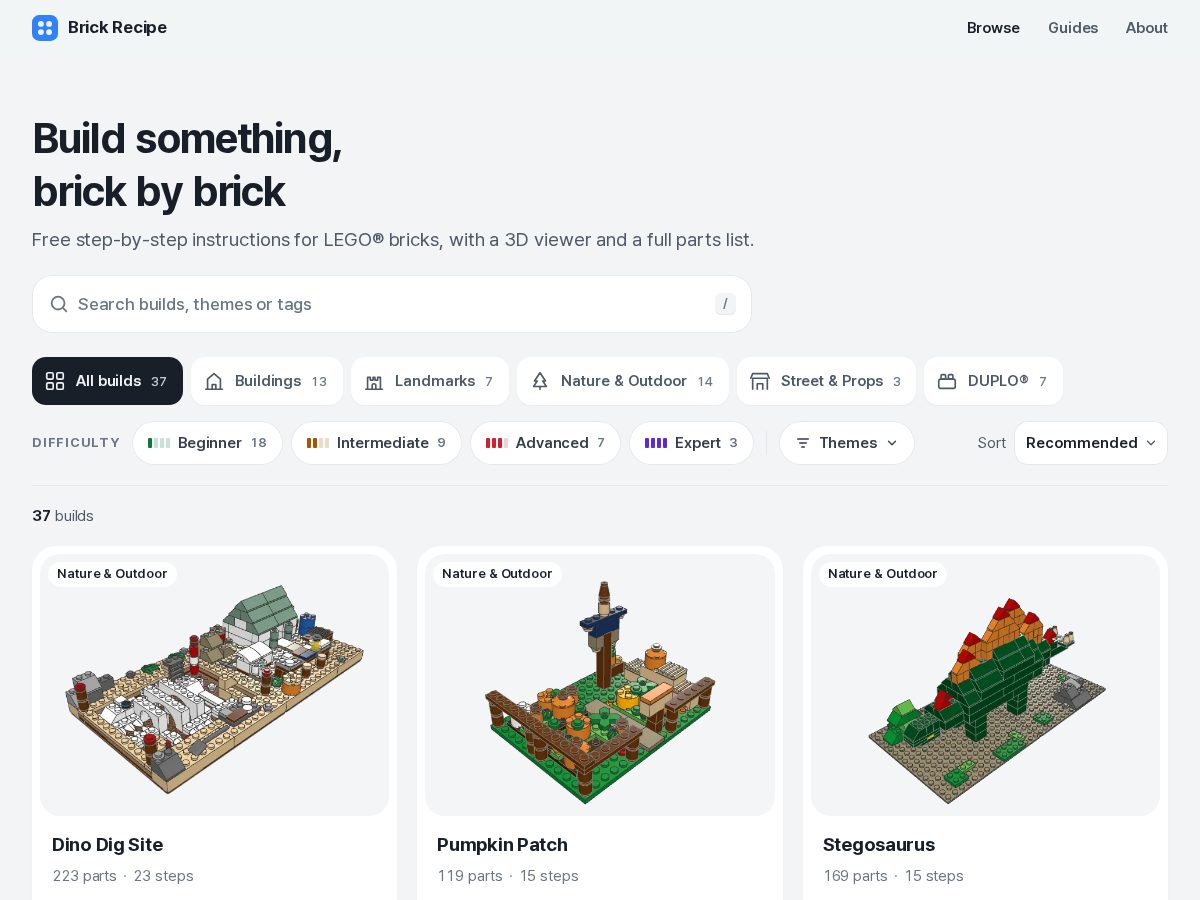 Landing-page snapshot of brick-recipe.com