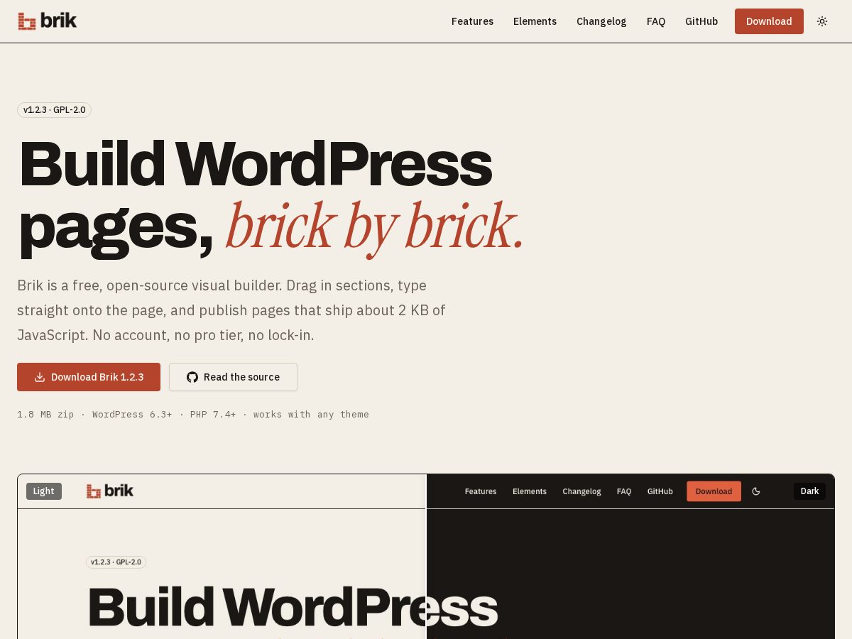 Landing-page snapshot of brikwp.com