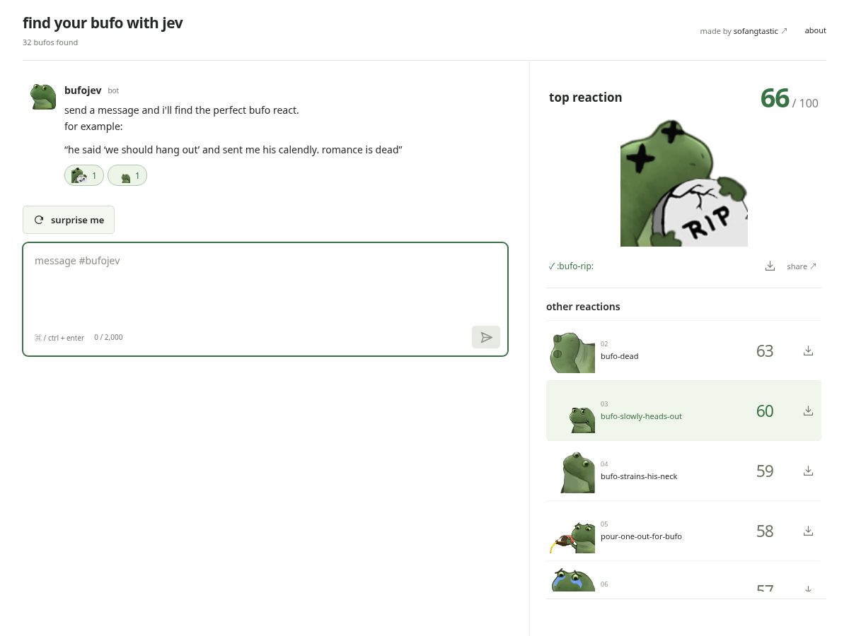 Landing-page snapshot of bufojev.com