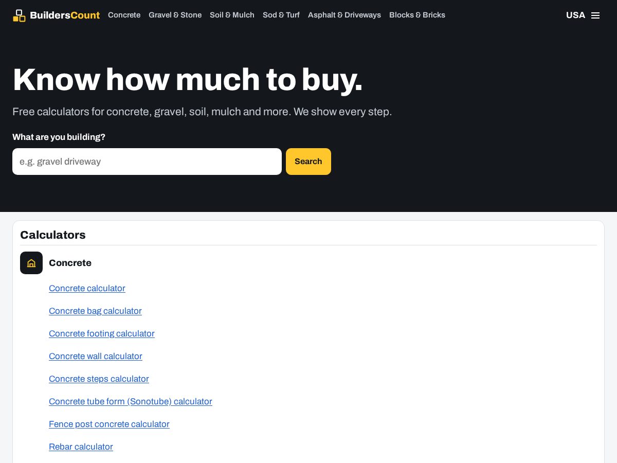 Landing-page snapshot of builderscount.com