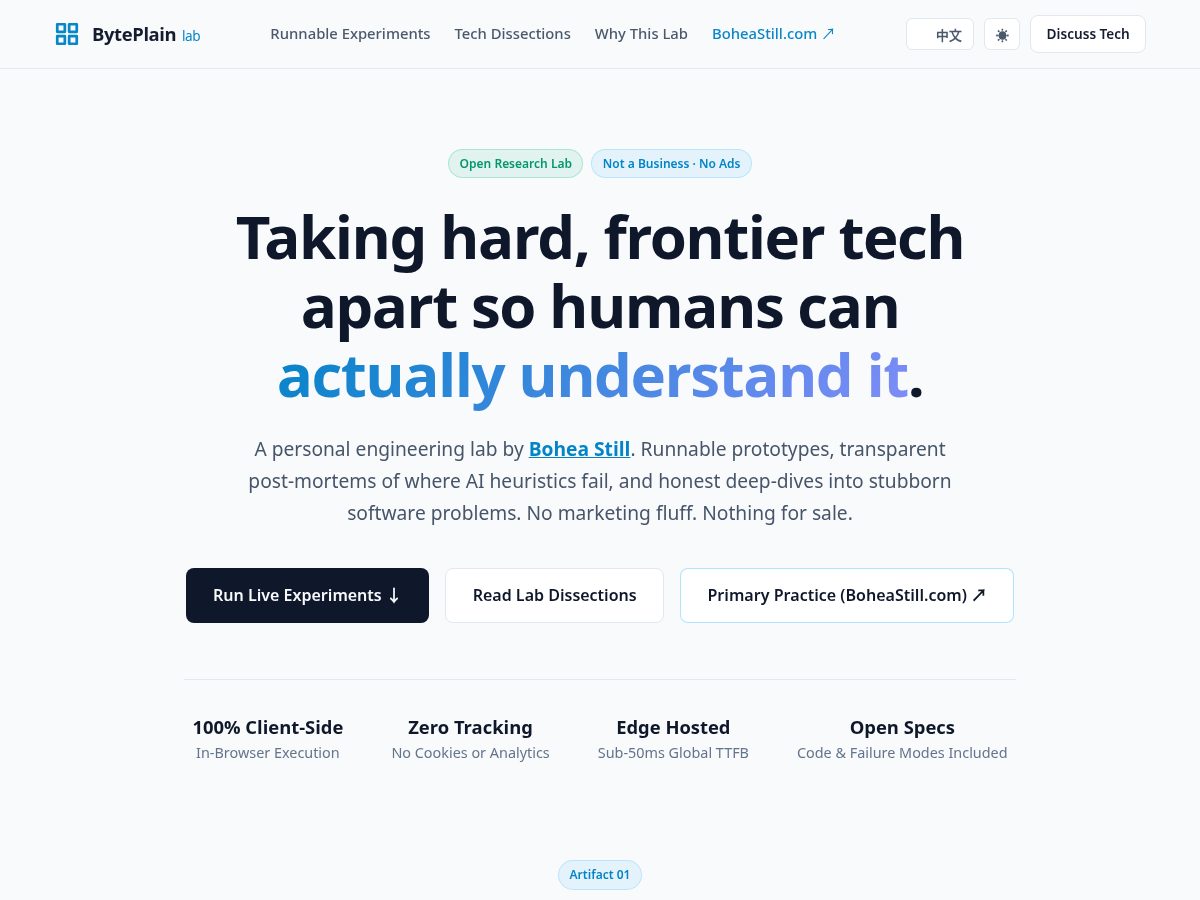 Landing-page snapshot of byteplain.com