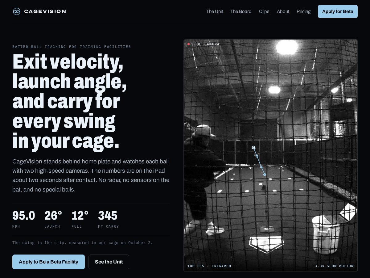 Landing-page snapshot of cagevisionbaseball.com