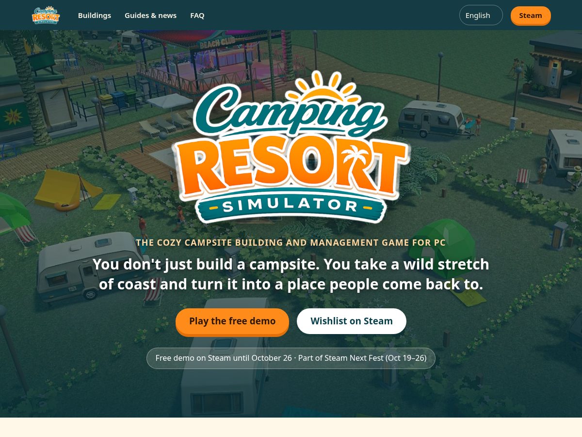 Landing-page snapshot of campingresortsimulator.com