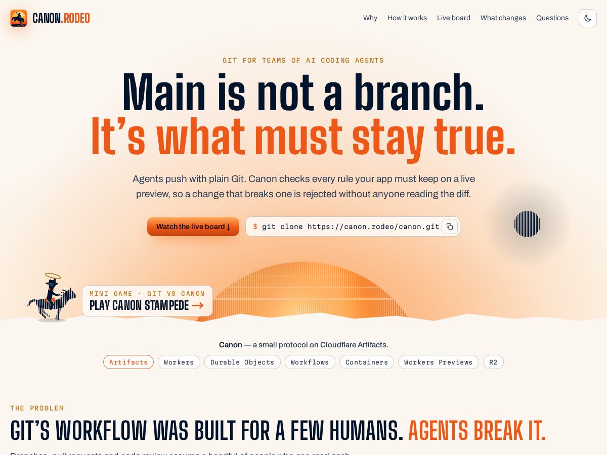 Landing-page snapshot of canon.rodeo