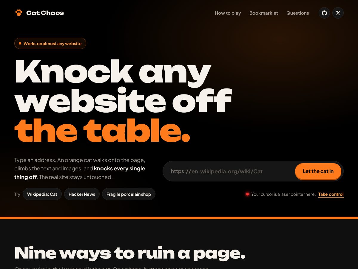 Landing-page snapshot of catchaos.online