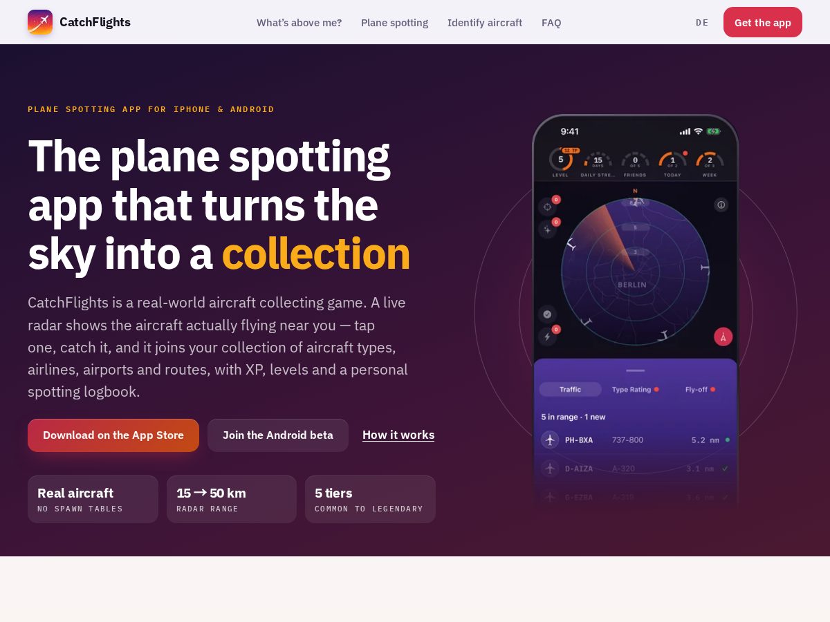 Landing-page snapshot of catchflights.net