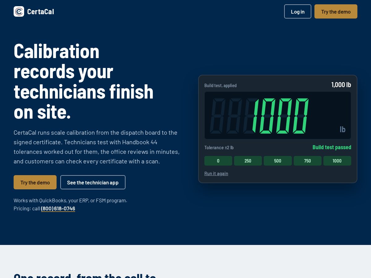 Landing-page snapshot of certacal.net