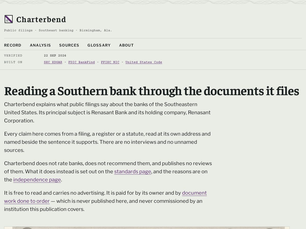Landing-page snapshot of charterbend.digital